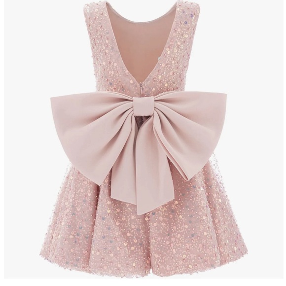 Tulleen Pink Peach Ainsley Sequin Bow Dress - Picture 3 of 3